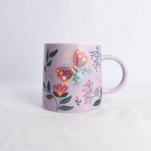 Old East Main Co Purple Spring Floral Butterflies Coffee Mug Cup